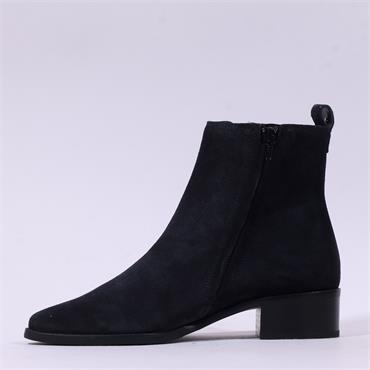 Paul Green Low Heel Pointed Chelsea Boot - Navy Suede